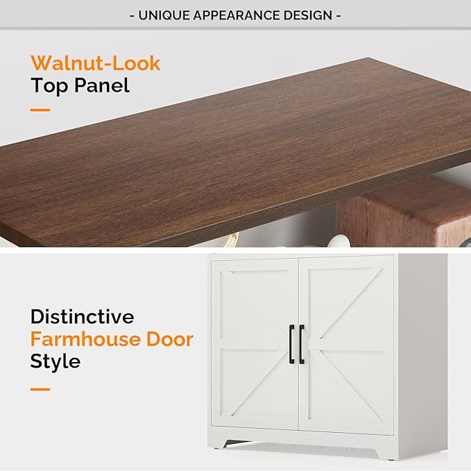 VINGLI Bookcase with Doors and Adjustable Shelves, Steel 70" Tall Bookshelf, 6-Tier Farmhouse Metal Storage Cabinet for Study, Living Room, Home Office, Kitchen Pantry, White Display Cabinet