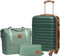 Coolife Suitcase Set 3 Piece Luggage Set Carry On Hardside Luggage with TSA Lock Spinner Wheels (Dark Green, 3 piece set (DB/TB/20))