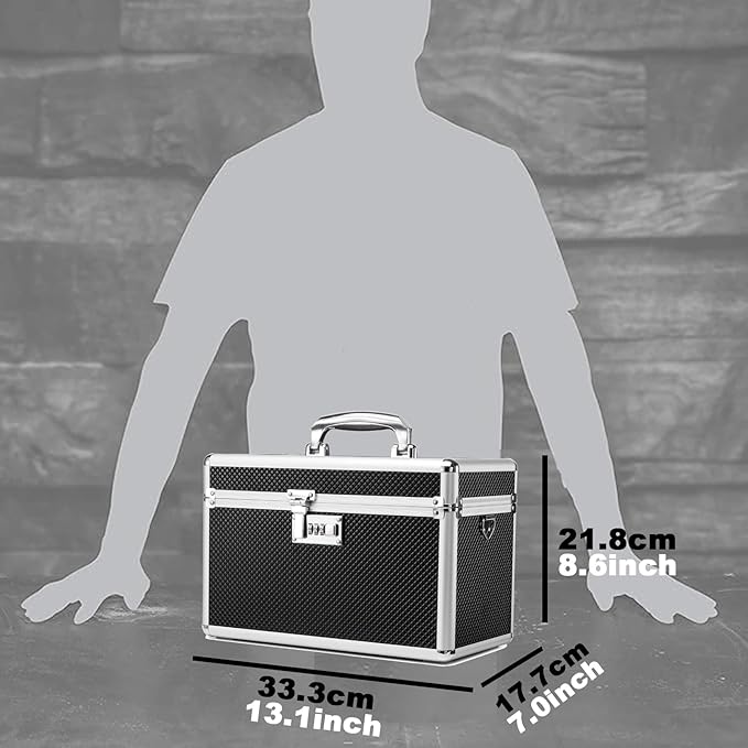 Storage Lock Box with Combination code, Lockable Medicine Storage Case, Empty First Aid Box, Security Lock Box, Multipurpose Lockbox for Home and Outdoor Use (Black, Large)