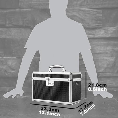 Storage Lock Box with Combination code, Lockable Medicine Storage Case, Empty First Aid Box, Security Lock Box, Multipurpose Lockbox for Home and Outdoor Use (Black, Large)