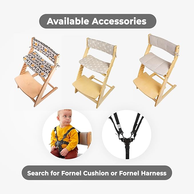 FORNEL Modern White Wooden High Chair | The Forever Chair That Grows from Toddler to Adult (200 lb) | Sleek, Easy-to-Clean Scandinavian Design