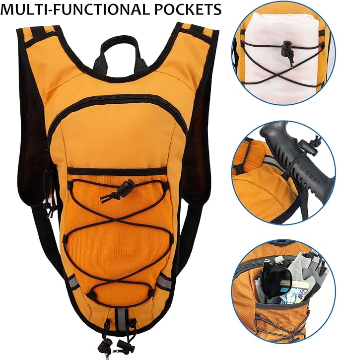 Lightweight Hydration Backpack 2L Water Bladder Pack for Running, Cycling, Hiking – Anti-Theft Water Backpack with Phone Holder, Trekking Pole Holder & Reflective Strips for Men & Women