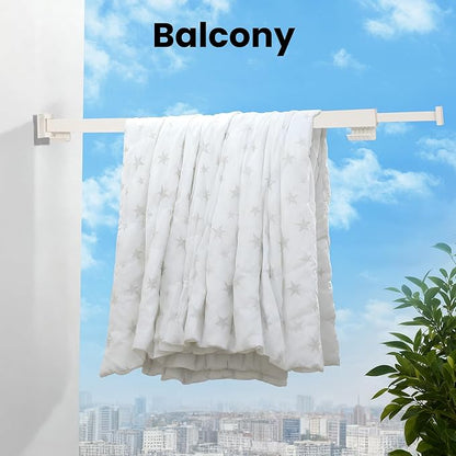 Clothes Drying Rack Wall Mounted, Retractable Collapsible(Tri-Fold) Space Saver, White with 18 Hooks for Laundry Room Organization Apartment Balcony Bathroom