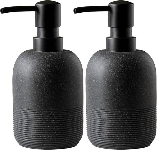 Matte Black Soap Dispenser Sets with Pump,Hand Soap and Lotion Dispenser for Bathroom Countertop,Morden Soap Dispenser for Kitchen-10.6oz.