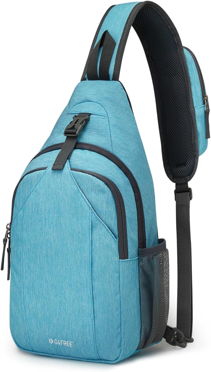 G4Free Sling Bag RFID Blocking Sling Backpack Crossbody Chest Bag Daypack for Hiking Travel(Sky Blue)