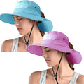 ZOORON Women's Ponytail Safari Sun Hat,Wide Brim UV Protection Outdoor Bucket Hat,Foldable Beach Summer Fishing Hat