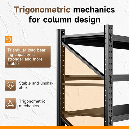 3000LBS Storage Shelves,48" W Garage Shelving Heavy Duty 4 Tier Metal Storage Rack Shelf，Industrial Shelving Adjustable Shelf for Basement Warehouse 48" W x 24" D x 70" H，Black