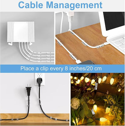 Self-Adhesive Cable Clips Black (60PCS, M), Upgraded Wire Clips for Wall, Strong Cord Organizer Cable Management Under Desk, Ethernet, Dash Cam, Outdoor Light