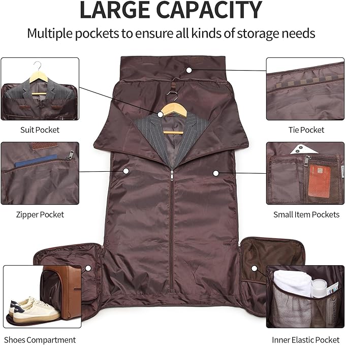 Carry On Garment Bag for Travel, Convertible Travel Garment Bag for Men Women, 2 in 1 Hanging Suitcase Suit Business Travel Bag