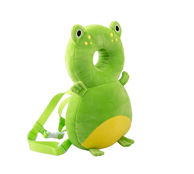 Baby Head Protection Backpack - Soft & Comfortable, Cute Cartoon Design (Q77-Frogs)