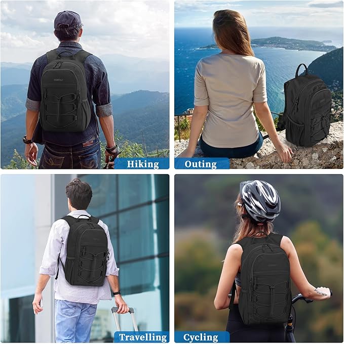 ZOMFELT Hiking Backpack for Women Men, 20L Lightweight Packable Backpack for Trip, Water Resistant Small Travel Backpacks, Foldable daypack for Hiking, Walking, Cycling, Camping, Black