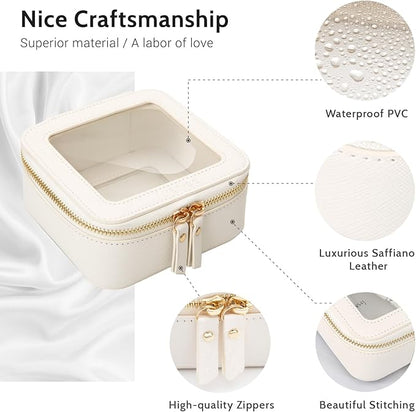 Aveniee Clear Makeup Bag Small, Mini Travel Toiletry Bag Cosmetic Bags Organizer, TSA Approved Clear Makeup Case Pouch with Zipper, Car Essentials for Women Men,White