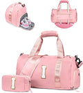Birthday Gifts for Granddaughter-Girl Gym Bag with Shoe Compartment, Kid Personalized Weekender Overnight Bags, Initial Travel Tote with Makeup Pouch Valentine's Day Gift for Kids (Letter I)