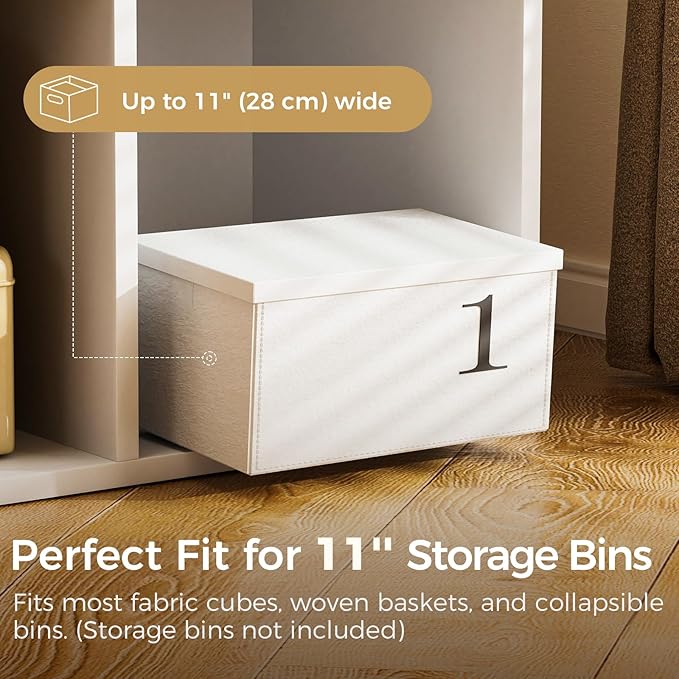 COMHOMA 4 Wood Cube Storage Organizer with Open Back and Removable Back Panels, 11In White Cube Storage Bookshelf, Cubicle Shelf Bookcase for Home Office Bedroom Living Room, Vertical or Horizontal