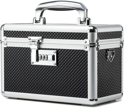 Storage Lock Box with Combination code, Lockable Medicine Storage Case, Empty First Aid Box, Security Lock Box, Multipurpose Lockbox for Home and Outdoor Use (Black, Small)