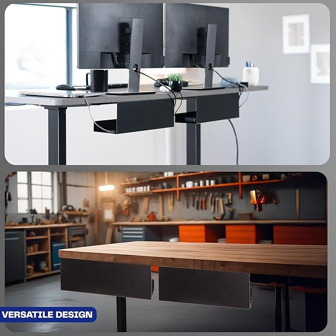 VIVO Under Desk 17 inch Extra Deep Cable Management Trays, Power Strip Holders, Cord Organizers, Wire Tamers for Office and Home, Black, 2 Pack, DESK-AC16-2C