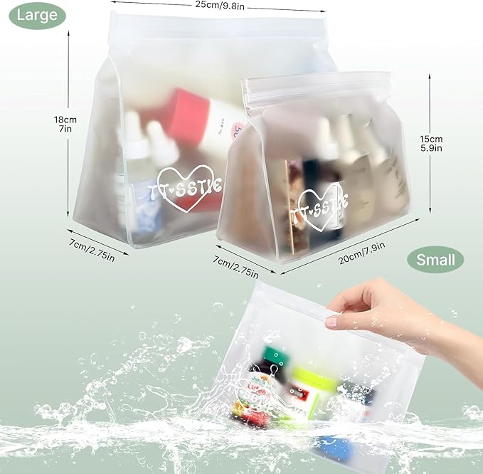 5 Pack Clear Toiletry bags, TSA Approved Quart Size Zipper Bags, PEVA Material Leakproof Travel Makeup Cosmetic Bags, Carry on Airport Airline Compliant Bags for Wome&Men