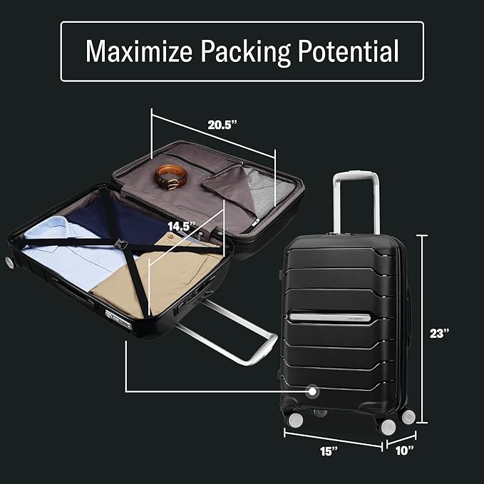 Samsonite Freeform Hardside Carry-On Luggage with Spinner Wheels - Hardshell Suitcase - TSA, Airline-Approved - Expandable Hard Shell, Smooth Rolling Wheels for Lightweight Travel - White