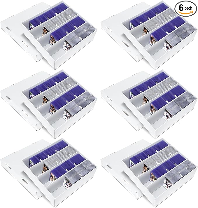 Trading Card Storage Box, 6 Pack Sports Cards Storage Boxes with 20 Dividers, Top Loader Storage Case for TCG/MTG, Game Cards