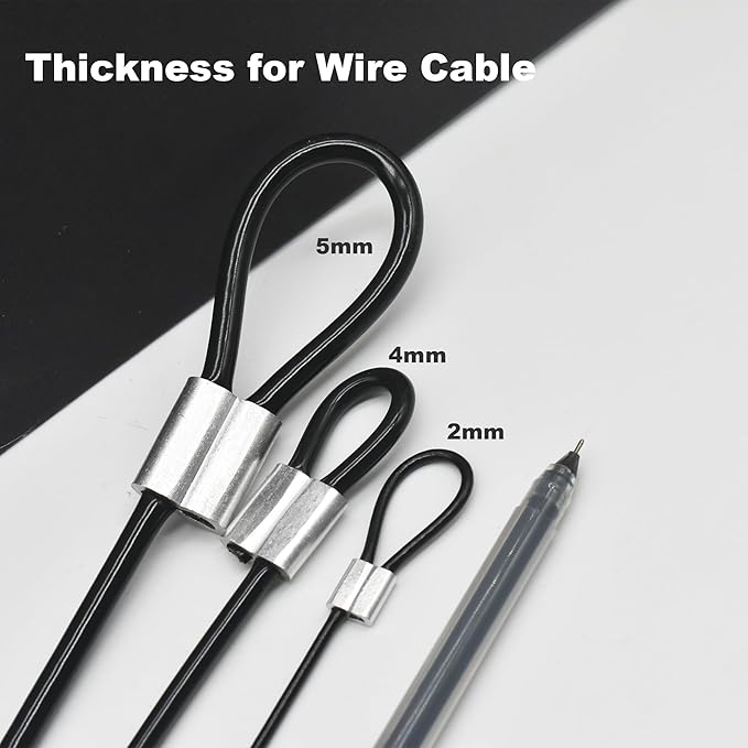 5 Pcs 5mm Wire 36 inch Vinyl Coated Stainless Steel Cable with Loops Short Wire Rope Lanyard Lock Security Chain Link for Outdoor Gates, Black(5mm x 36inch)