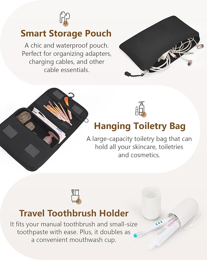 Compression Packing Cubes 12 Set, Suitcase Organizers, Extendable Packing Cubes, Black