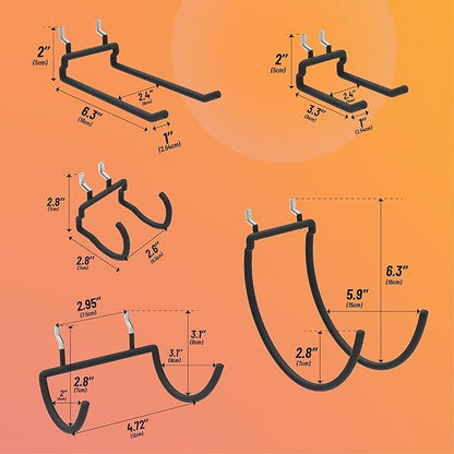 HUHOLE Pegboard Drill Holder, Peg Board Utility Hooks, 10 Pack Heavy Duty Peg Board Tool Holder for Power Tools, Drill, Hammer, Cord, Fit for 1/4" Pegboard