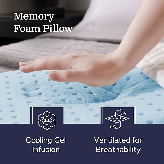 WEEKENDER Standard Gel Memory Foam Pillow Size-1-Pack-Medium Plush Feel-Neck and Shoulder Support-Side, Stomach, and Back Sleepers-Home, Hotel, & Hospital Essentials-CertiPur Certified, White