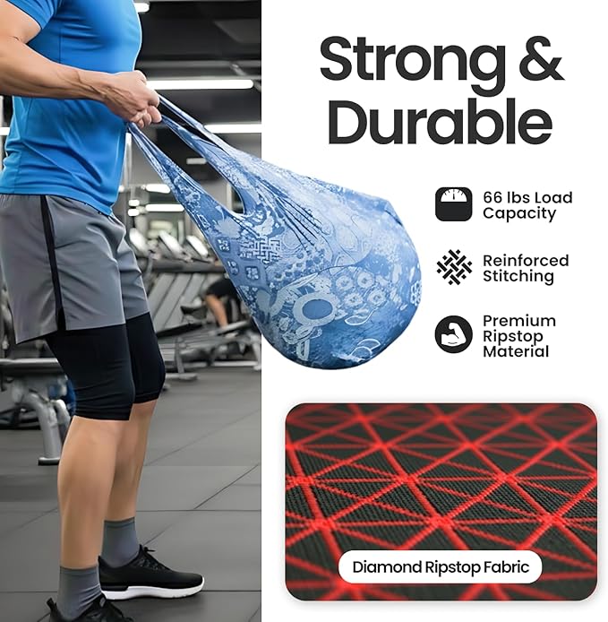 Nanobag Ultra-Lightweight Foldable Sling for Women & Men, Reusable Grocery & Travel Bag, Packable Collapsible Compact Market Crossbody (Sling Blue Waves)
