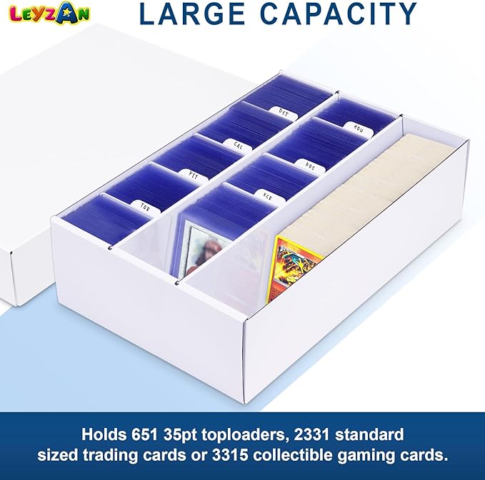 Trading Card Storage Box 2 Pack–2400 Count Cardboard Organizer with Dividers for MTG, TCG, Sports, Toploader, Commander