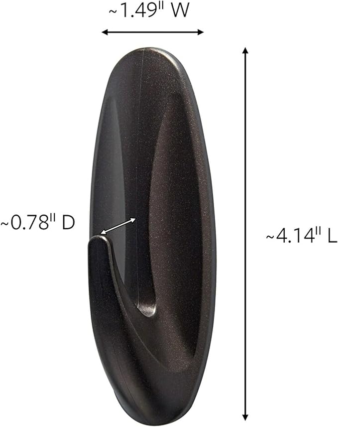 Command Outdoor Large Hooks, Bronze, Holds up to 5 lbs, 6-Hooks, 8-Strips, Damage Free Hanging Wall Hooks for Hanging Outdoor Wall Decor with Weather