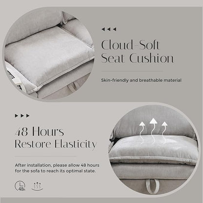 116.54" Sectional Couches for Living Room, Cloud Couch Sectional with Large Storage, U-Shape Modular Sectional Sofa with Ottoman,6 Chenille Seater with Pillow for Apartment, Bedroom, Light Grey