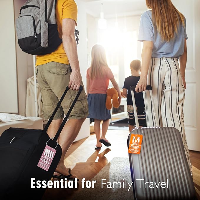 Luggage Tag for Suitcase - Personalized Engraved Metal Gold Tag for Cruise Travel - Custom Name Tags Suitable for Bags and Backpacks No Underline (2x3.5 inch)