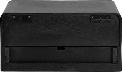 Kate and Laurel Kato Modern Wood Floating Side Table with Drawer; 18 x 10 x 9; Black; Contemporary Wooden Floating Nightstand for Bedroom Bedside Table