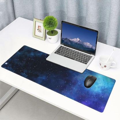 Gaming Mouse Pad, Large Non-Slip Rubber Base Mousepad, Keyboard Mouse Mat, Desk Pad with Stitched Edges, 31.5x11.8inch,Starry Sky