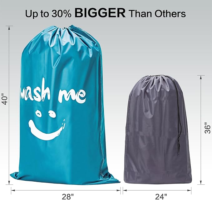 HOMEST XL Wash Me Travel Laundry Bag, Dirty Clothes Organizer, Large Enough to Hold 4 Loads of Laundry, Easy Fit a Laundry Hamper or Basket, Light Blue