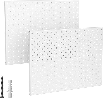 EVERHANGER Metal Pegboard Panels, Heavy Duty Pegboard Wall Organizer, Garage Wall Panels, Tool Storage Organization, 12"X16", 2pcs, White