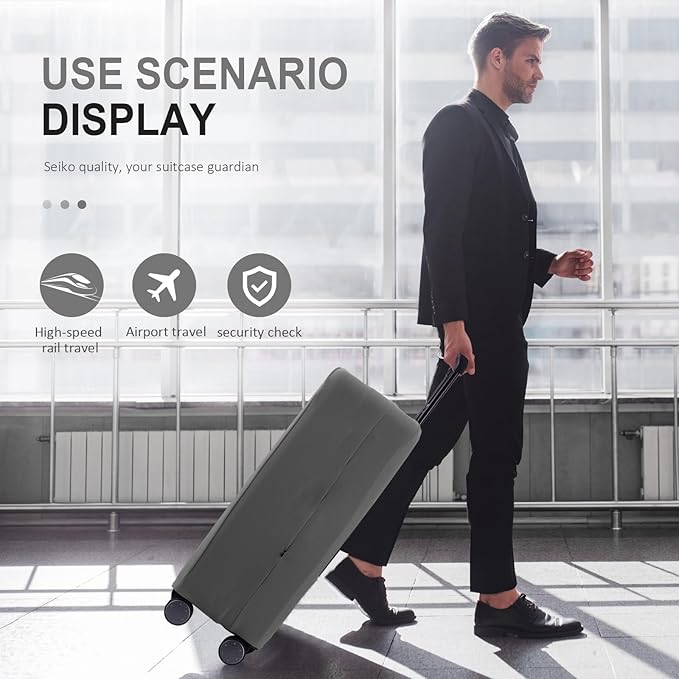 Travel Luggage Cover Suitcase Protector Scratch-Resistant Fit 19-31 Inch Suitcase, Not Included Suitcase (Slate Gray, L(26-27 inch))