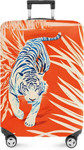 ANNA QUEEN Funny White Tiger Luggage Cover, Suitcase Protector with Bold Jungle Animal Print, Stretchable, Washable Travel Cover for 20-22 Inch Luggage