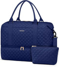 HOTOR Travel Duffel Bag - Weekender Bags for Women, Carry On Overnight Bag with Shoe Compartment, with Toiletry Bag for Travel Essentials and Travel Accessories, Dark Blue, 13.4"×17.3"×7.9"