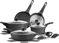 SENSARTE Pots and Pans Set Non stick, Non toxic Healthy Induction Cookware Set, 14 Pcs Non Stick Kitchen Cooking Set with Frying Pans Set & Saucepan, PFOA PFOS APEO Free, Black