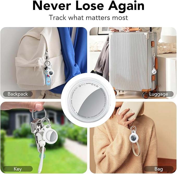 2025 New [Apple MFi Certified] (iOS Only) Air Tracker Tag-1 Pack, Bluetooth Tracker for Apple Find My, Replaceable Battery, Key Finder and Item Locator Smart Tag for Keys, Bags, Luggage, Pets, (White)