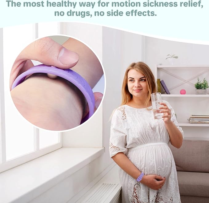 Motion Sickness Bracelets Sea Sickness Wristbands for Motion Sickness/Morning Sickness/Pregnancy Nausea Anti Nausea Bands Acupressure Wristband Motion Sickness Bands（1Pair Beryl）