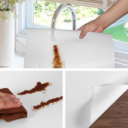 White Shelf Liners for Kitchen Cabinets Non Adhesive Drawer Liner for Bathroom Waterproof Refrigerator Liners for Shelves Fridge Plastic Mats Cabinet Cupboard Liner 23.6 x 236.2 Inches