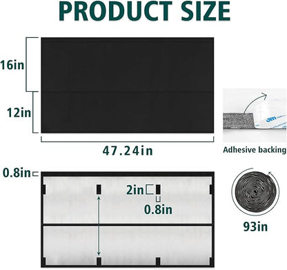 48" Under Desk Privacy Panel with Cable Management Organizer Sleeve Self-Adhesive Modesty Panel for Cord Organizer Pockets and Desk Skirt for Home Office or Standing Workstation