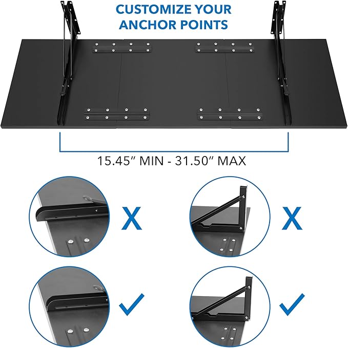 Mount-It! Heavy Duty Drop Down Table, Wall Mounted Drop Leaf Tables 45x15x7 Inches, Collapsible, Folding Workbench for Home Office, Laundry Room, Garage, Basement Bar, Study or Kitchen (Black)