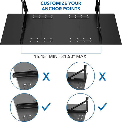 Mount-It! Heavy Duty Drop Down Table, Wall Mounted Drop Leaf Tables 45x15x7 Inches, Collapsible, Folding Workbench for Home Office, Laundry Room, Garage, Basement Bar, Study or Kitchen (Black)
