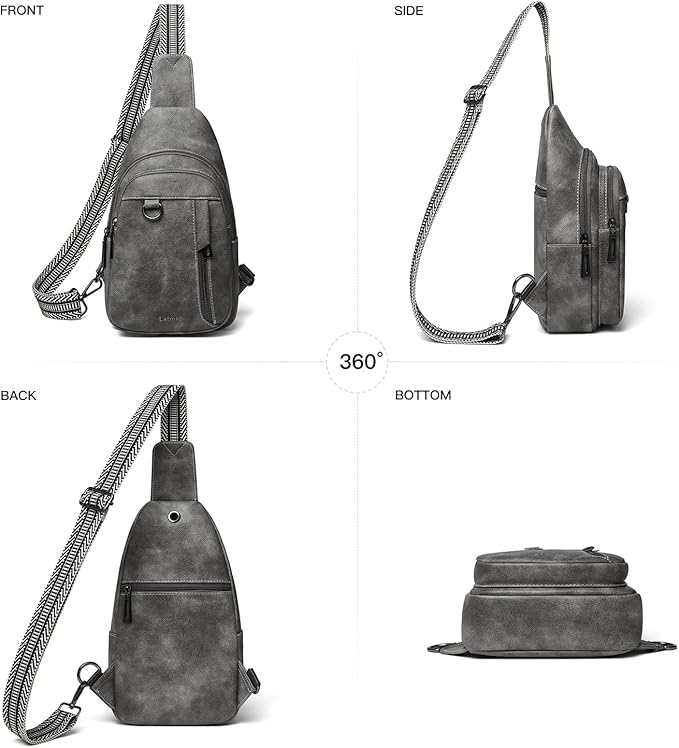 7L Sling Bag for Women Men Leather Small Sling Backpack Daypack Anti Theft Fanny Pack Crossbody Purse Travel