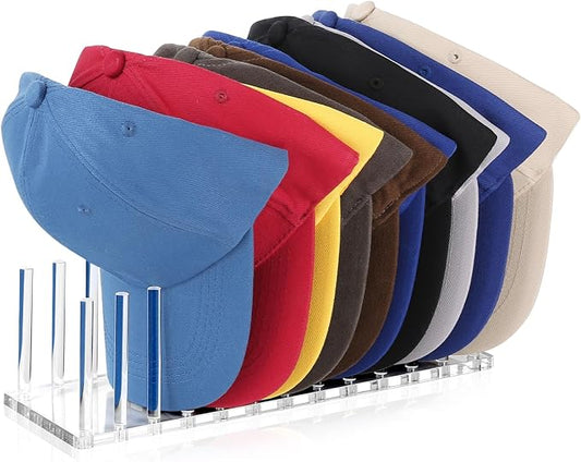 Kadolina Hat Organizer for Baseball Caps, Acrylic Hat Rack for 12 Baseball Caps, Hat Holder Display and Organizer for Closet, Tabletop, Dressing Table (Transparent)