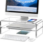 Clear Acrylic Monitor Stand Riser 2 Tier, 5.12 Inches High Clear Computer Desk Organizer Shelf for Multi Media PC Storage Laptop