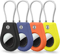 4 Pack Protect Case Compatible with Apple AirTag, Secure GPS Tracker Holder with Wire Cable Shockproof & Anti-Theif Suitable for Keychain, Keys, Luggage, Bags and Kids